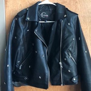 Black star studded Leather Jacket
